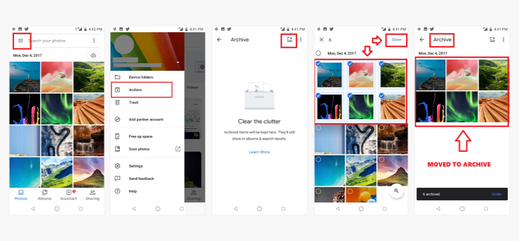 Hide Photos on android using Google Photos Archive